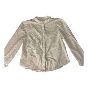 H&M Ruffle Trim Oxford Button Up Ruffle Collar and Cuffs